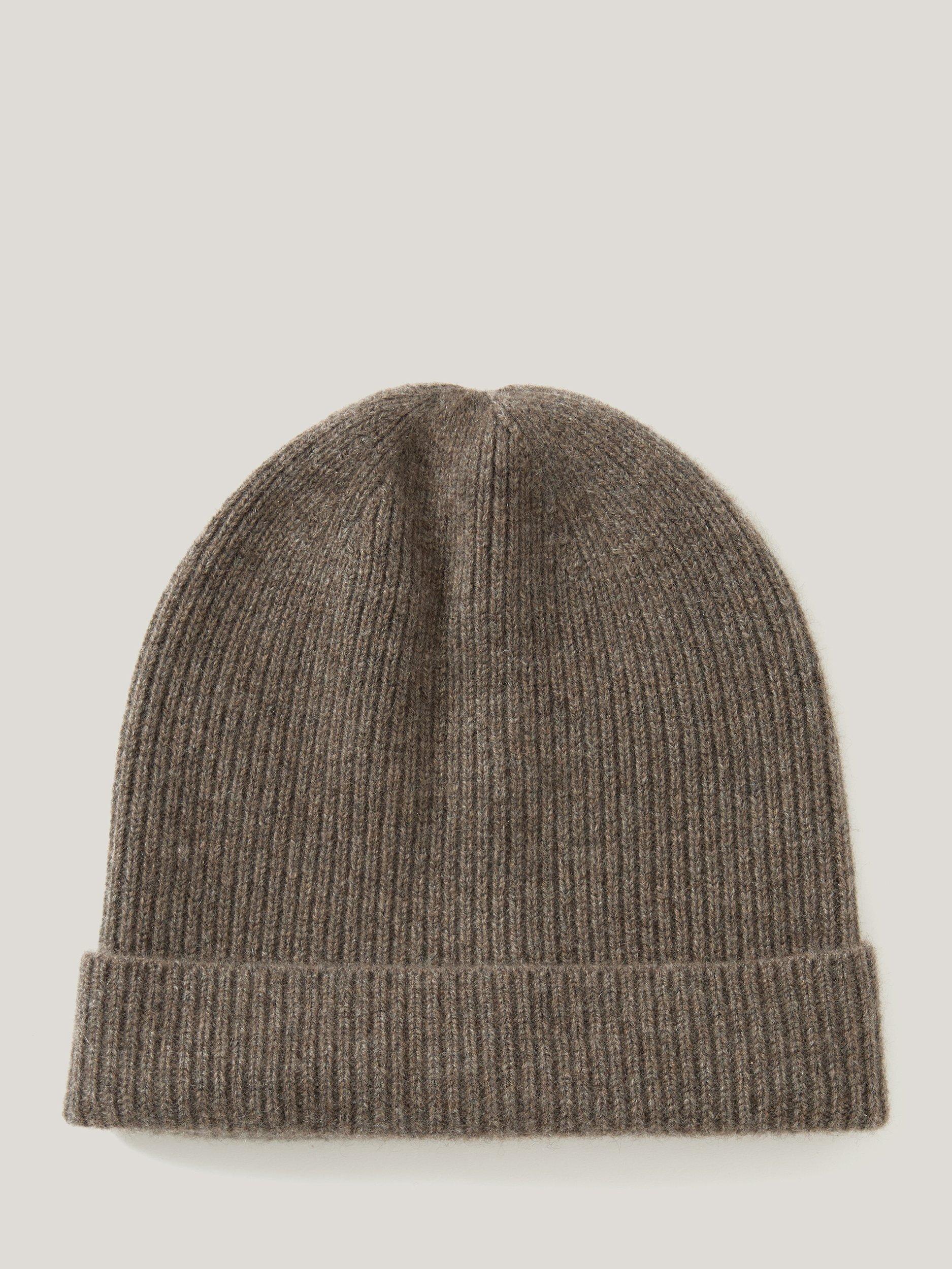 Product image 1 of 3, which shows Jigsaw Ribbed Pure Cashmere Beanie Hat, Taupe, One Size