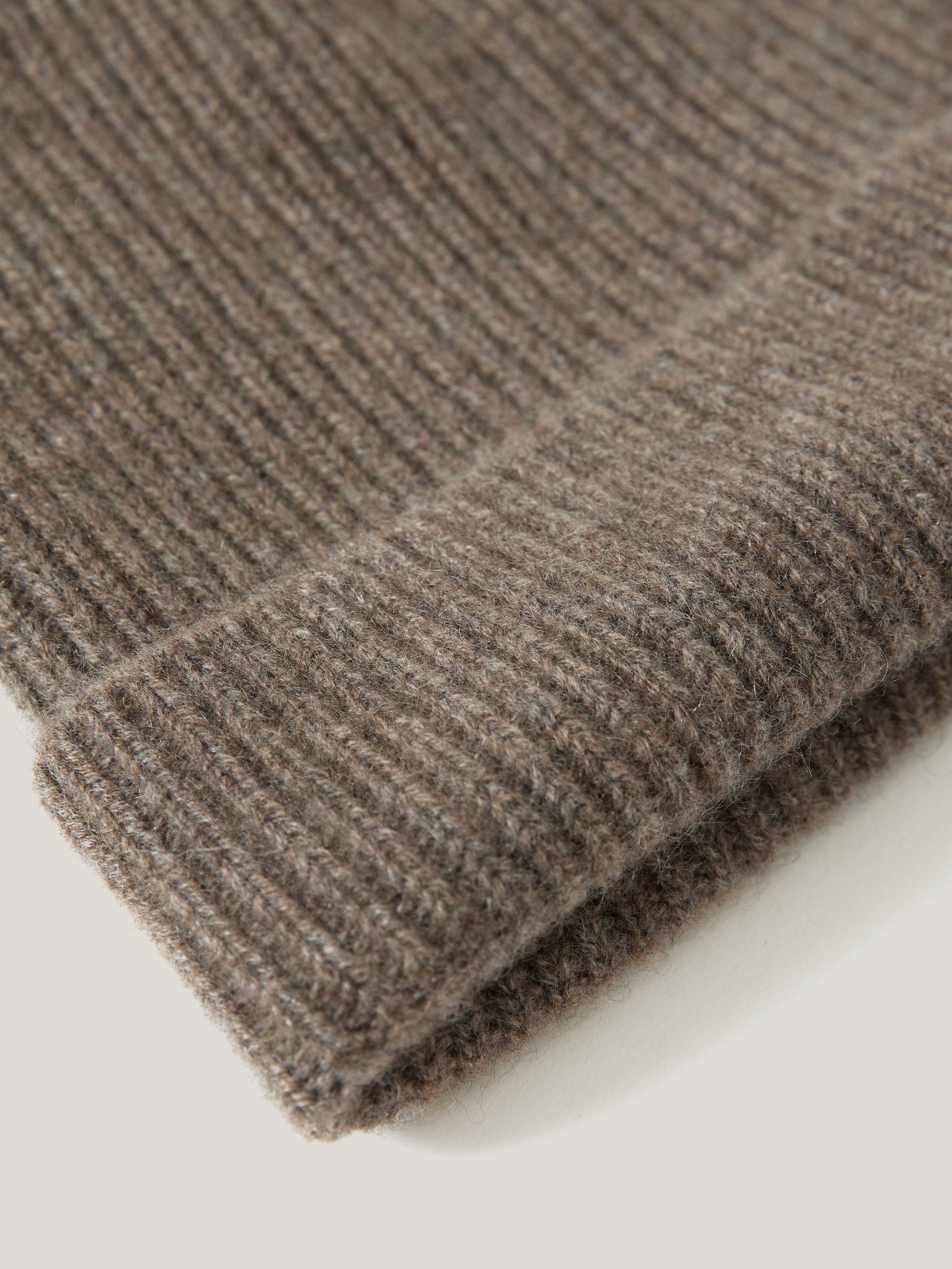 Product image 3 of 3, which shows Jigsaw Ribbed Pure Cashmere Beanie Hat, Taupe, One Size