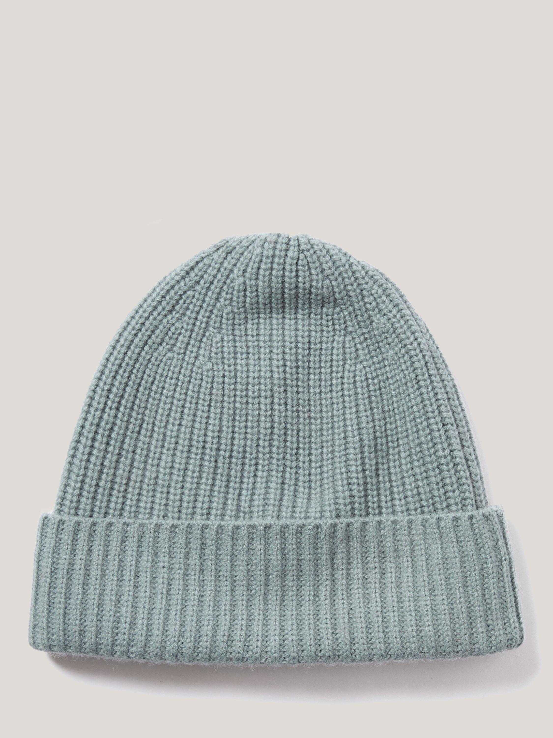 Product image 1 of 3, which shows Jigsaw Wool Cashmere Blend Rib Beanie, Blue, One Size