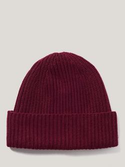 Jigsaw Wool Cashmere Blend Rib Beanie, Burgundy
