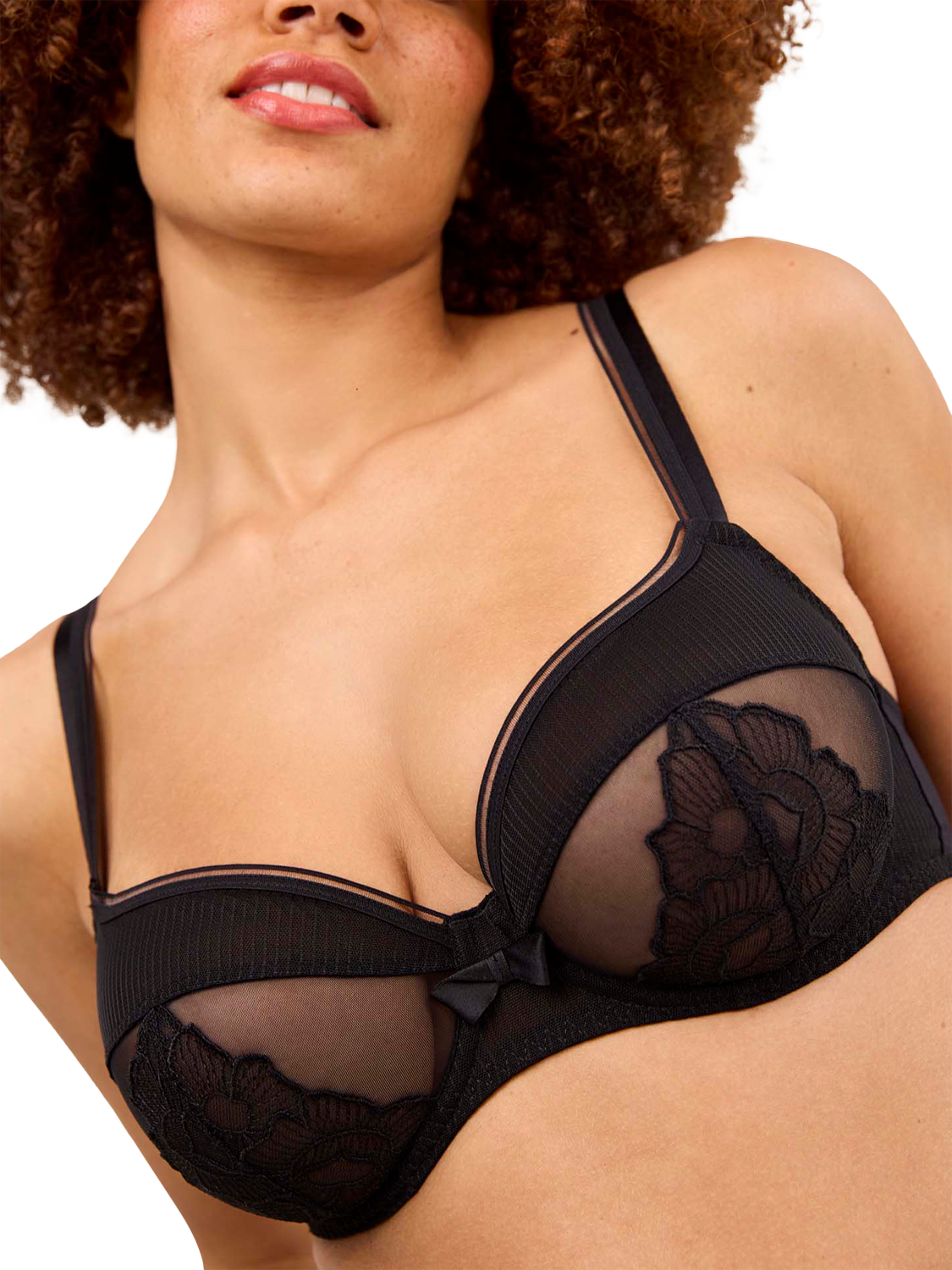 Product image 4 of 5, which shows Maison Lejaby Intuition Full Cup Floral Lace Bra, Noir, 32C