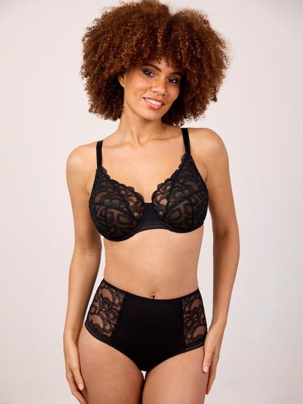 Maison Lejaby Sublime Lace Broidery High Waisted Briefs, Noir