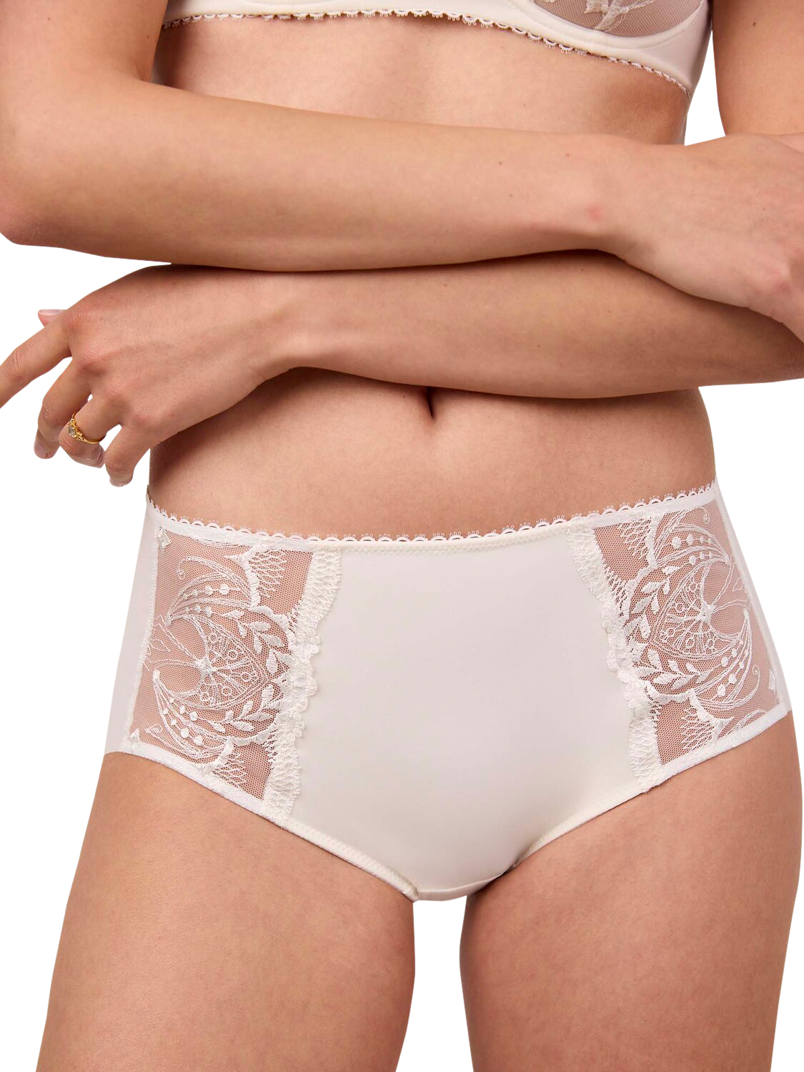 Product image 4 of 5, which shows Maison Lejaby Poesie High Waisted Briefs, Lys, 8