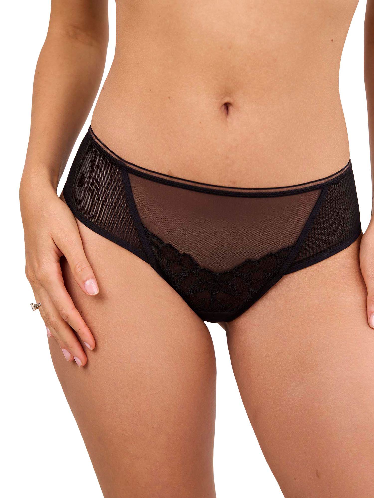 Product image 4 of 5, which shows Maison Lejaby Floral Lace Intuition Knickers, Noir, 6