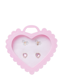 Stych Kids' Clip On Unicorn Earrings Heart Gift Box, Set of 2, Multi, Multi