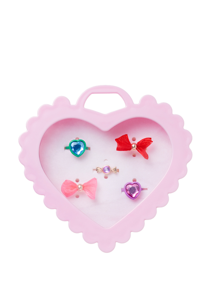 Stych Kids' Statement Jewel Rings Heart Gift Box, Pack of 5, Multi, Multi
