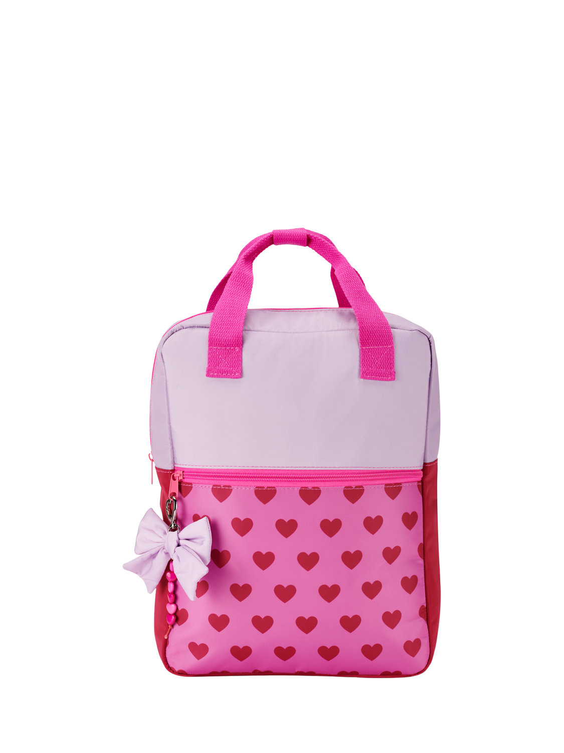 Product image 1 of 4, which shows Small Stuff Kids' Colour Block Backpack, Bright Pink