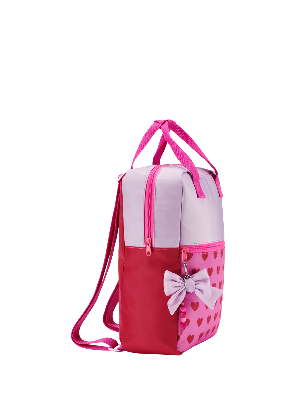 Product image 2 of 4, which shows Small Stuff Kids' Colour Block Backpack, Bright Pink