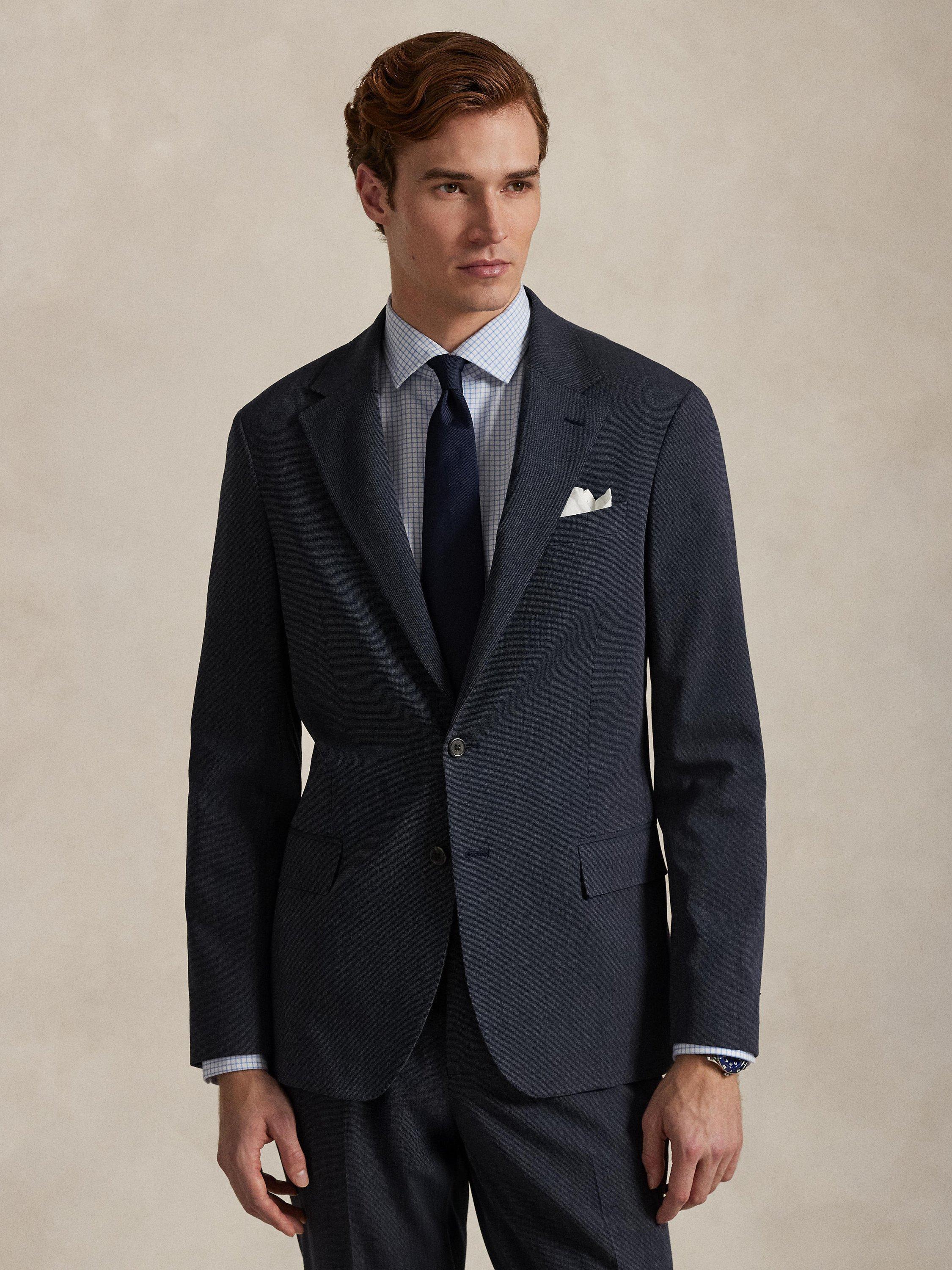 Product image 1 of 6, which shows Ralph Lauren Woven Polo Suit Jacket, Bright Navy Multi, 38R