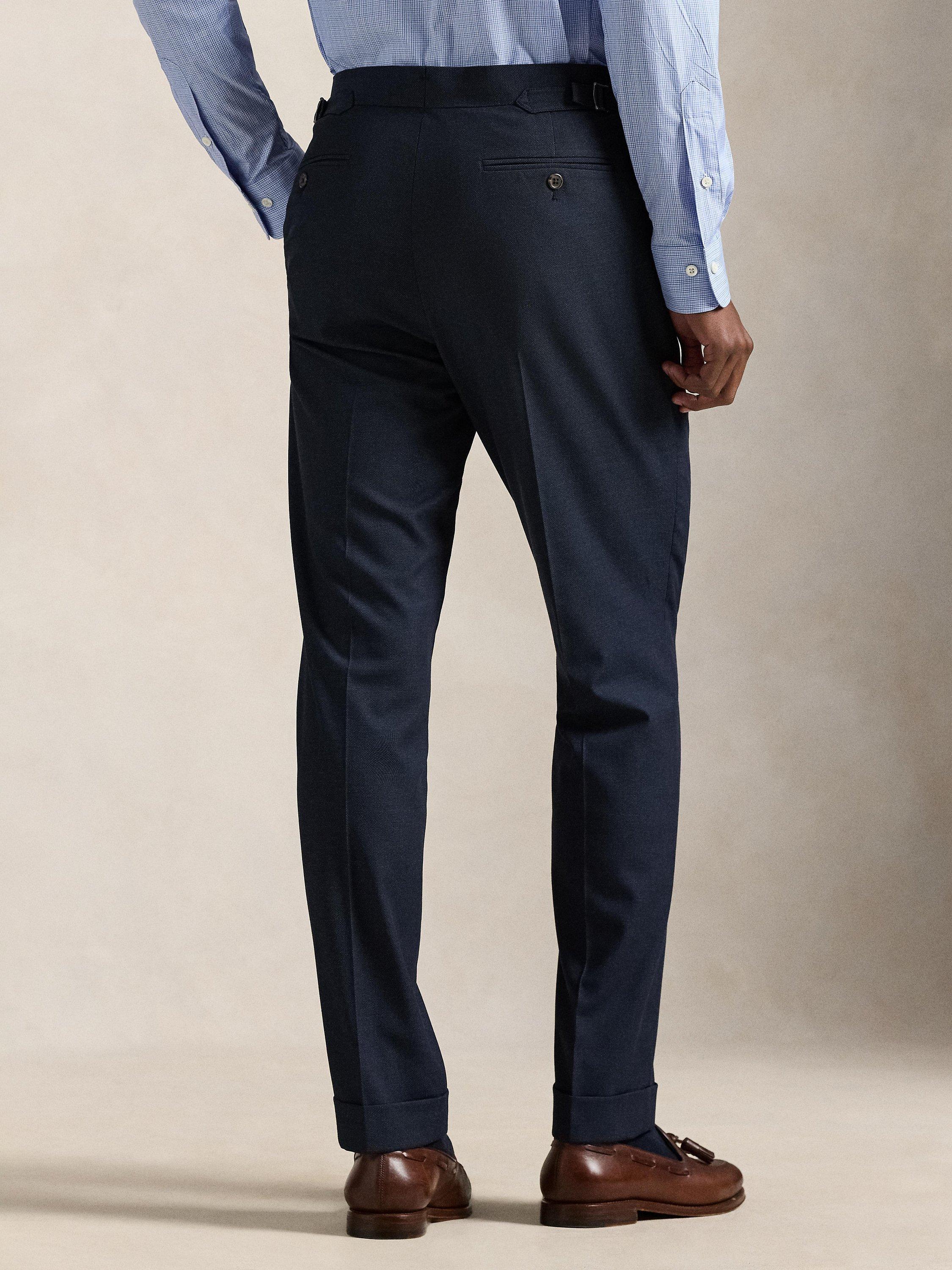Product image 2 of 5, which shows Ralph Lauren Woven Suit Trousers with Wool, Bright Navy Multi, 32R
