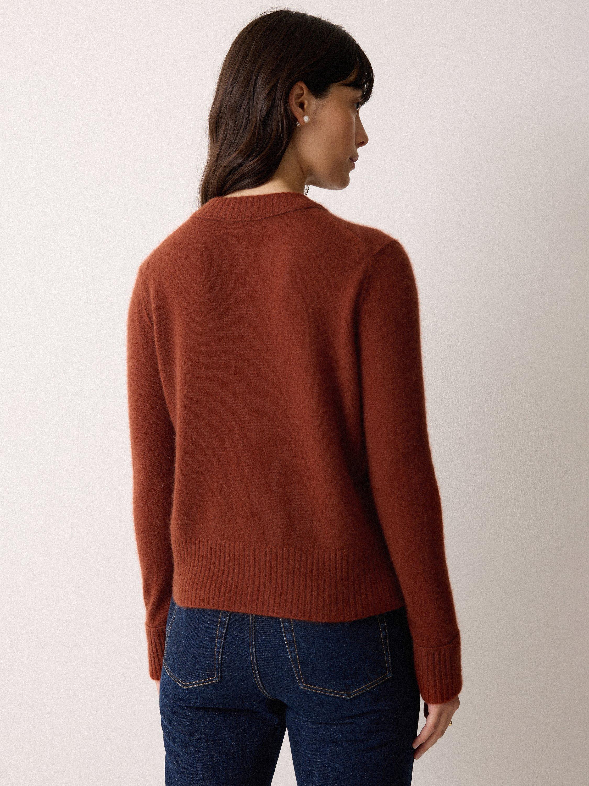Product image 2 of 5, which shows Jigsaw Cloud Cashmere Petersham Cardigan, Auburn, M