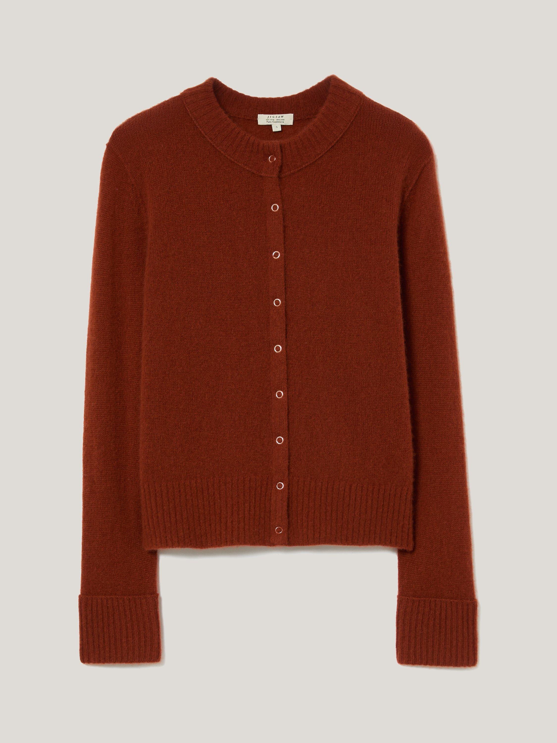 Product image 5 of 5, which shows Jigsaw Cloud Cashmere Petersham Cardigan, Auburn, M