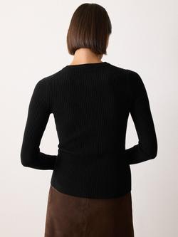 Jigsaw Multi Button Rib Knit Cardigan - view 2, Black