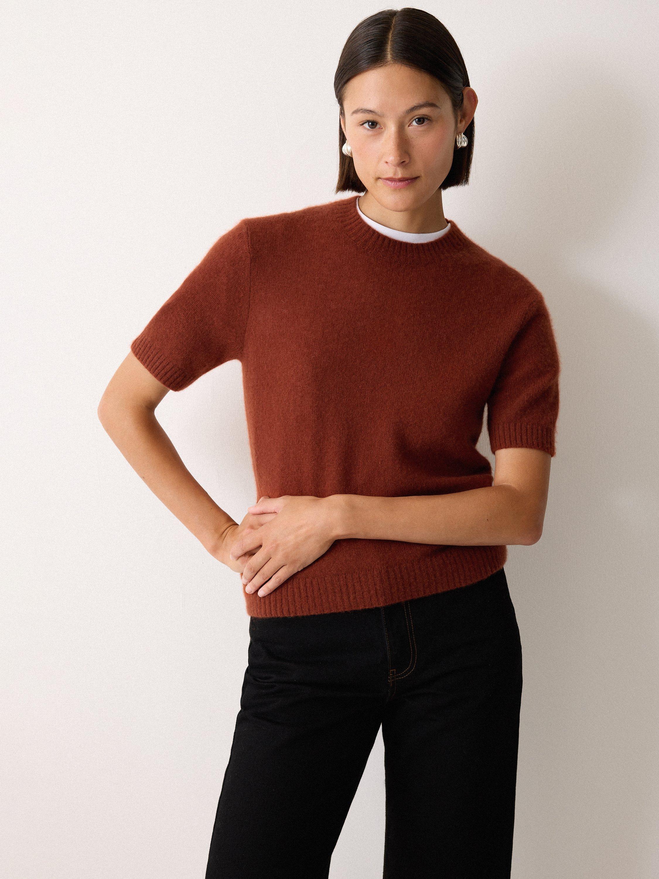 Product image 1 of 11, which shows Jigsaw Cloud Pure Cashmere Knit Top, Auburn, L