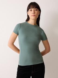 Jigsaw High Round Neck Seam Detail Top, Blue