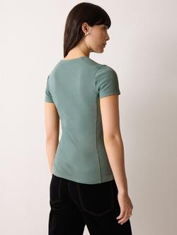 Jigsaw High Round Neck Seam Detail Top - view 2, Blue