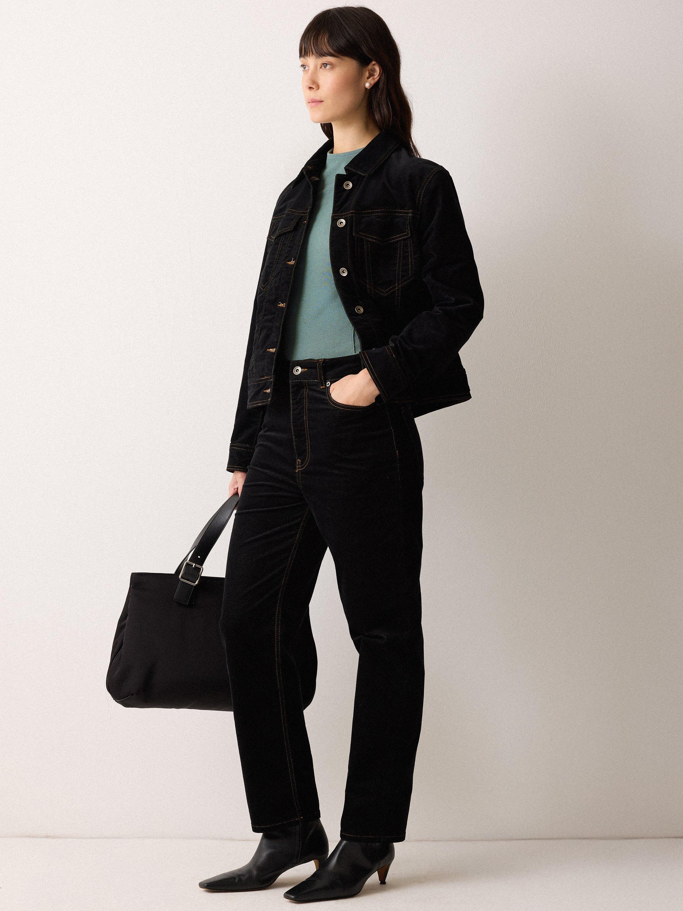 Product image 4 of 5, which shows Jigsaw High Round Neck Seam Detail Top, Blue, XS