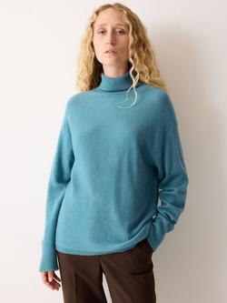 Jigsaw Wool Rich Turtleneck Jumper, Blue, Blue