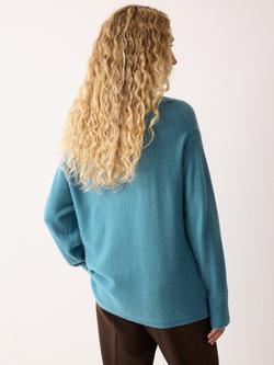 Jigsaw Wool Rich Turtleneck Jumper, Blue - view 2, Blue