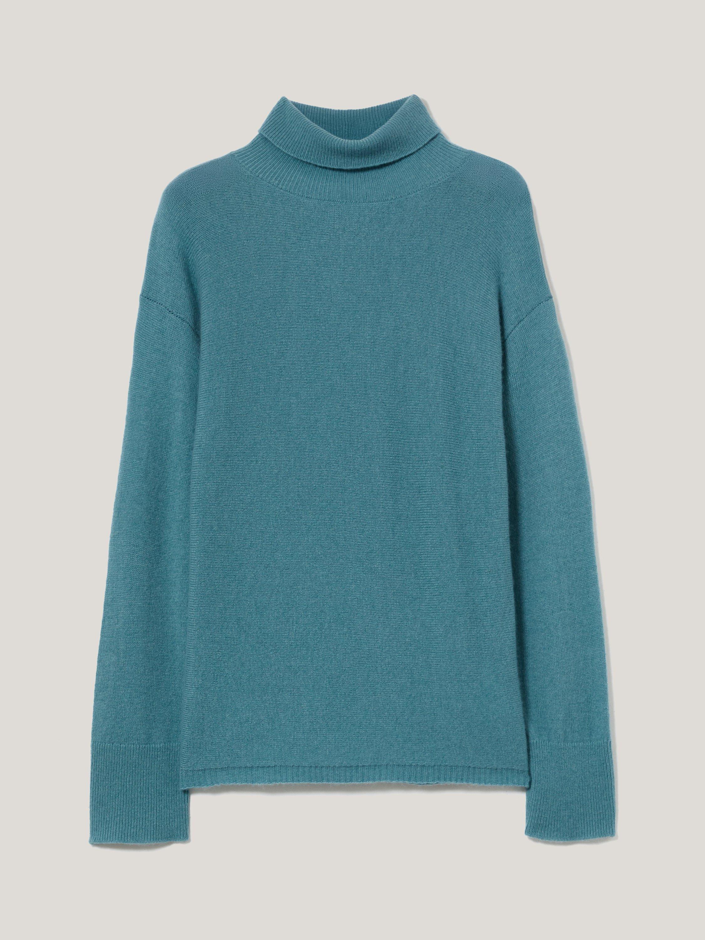 Product image 5 of 6, which shows Jigsaw Wool Rich Turtleneck Jumper, Blue, XS