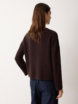 Jigsaw Wool Blend Satin Trim Top - view 2, Brown