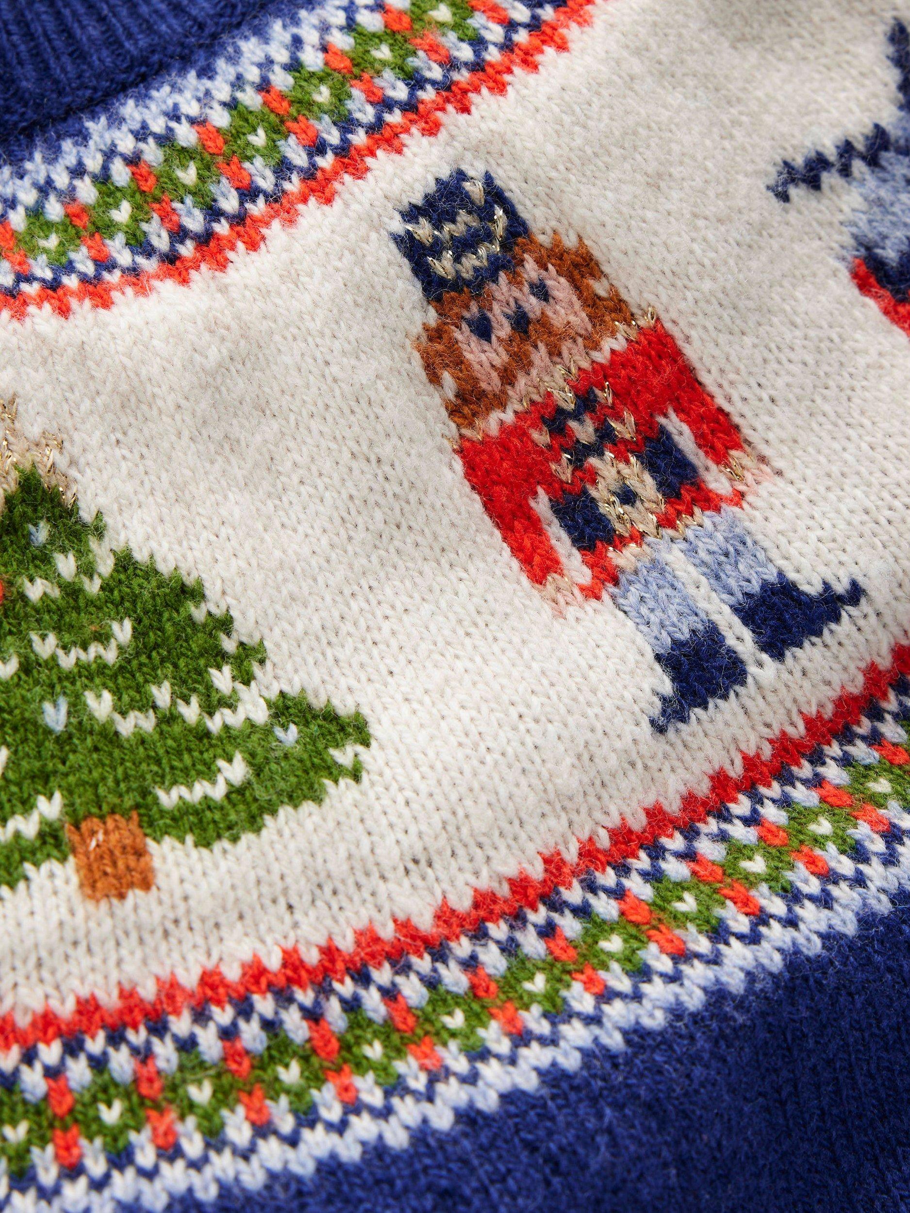 Product image 3 of 3, which shows Mini Boden Kids' Round Neck Fair Isle Jumper, Navy Nutcracker, 3-4 years