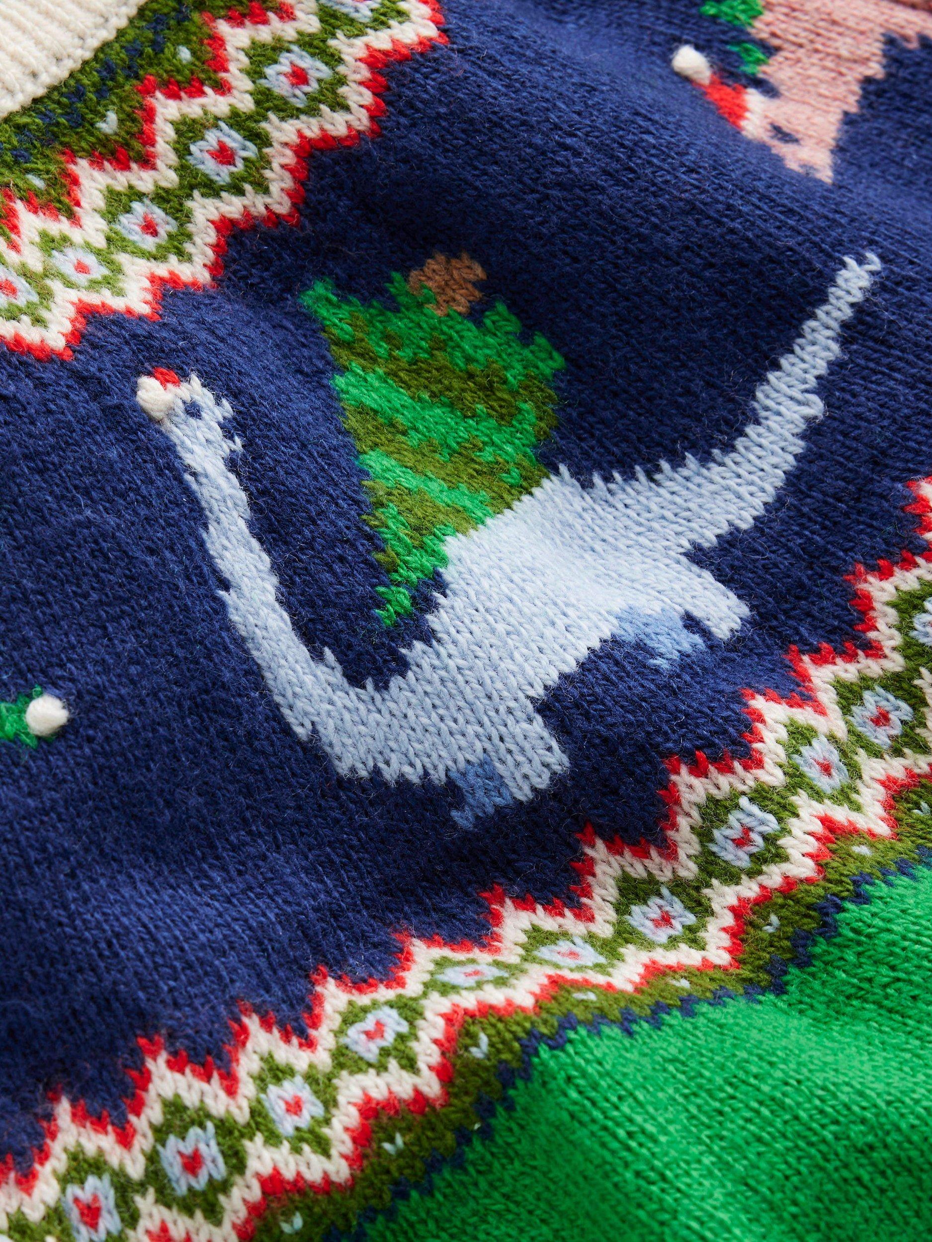 Product image 3 of 3, which shows Mini Boden Kids' Cotton Blend Crew Neck Jumper, Green Dinosaur, 9-10 years