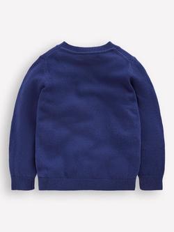Mini Boden Kids' Cotton Blend Fun Jumper, College Navy Yeti - view 2, College Navy Yeti