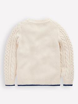 Mini Boden Kids' Heritage Cable Knit Jumper, Ecru Marl - view 2, Ecru Marl