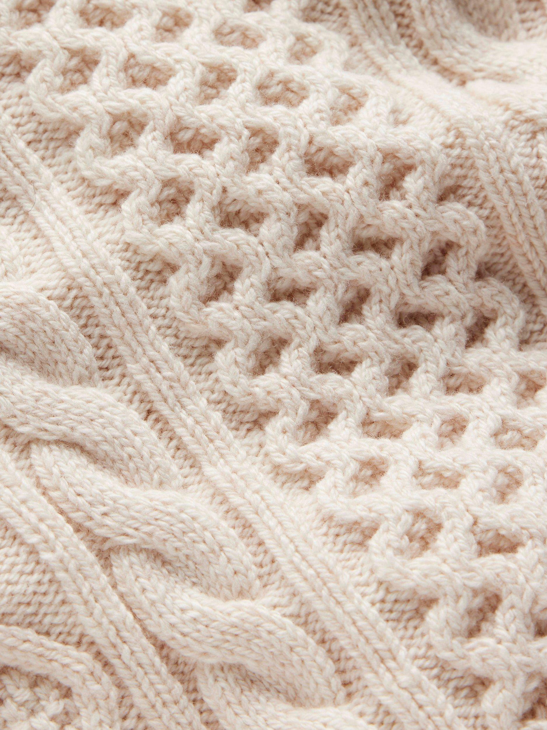 Product image 3 of 3, which shows Mini Boden Kids' Heritage Cable Knit Jumper, Ecru Marl, 3-4 years