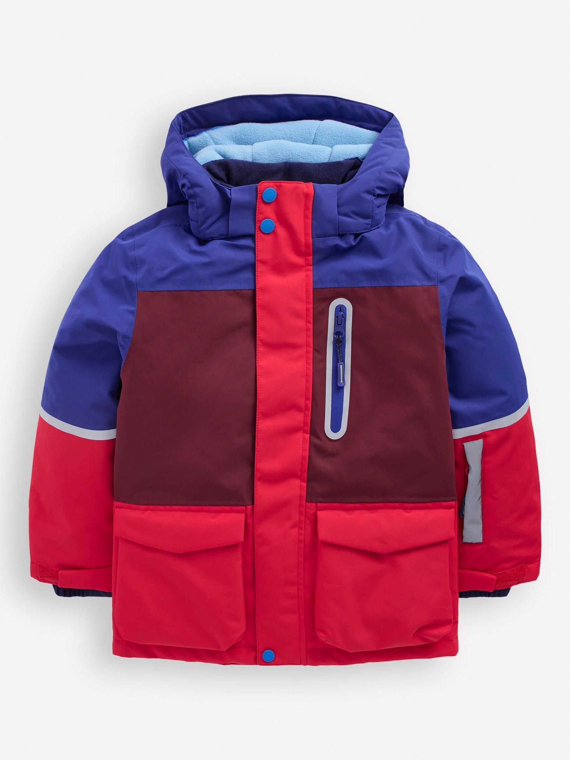 Product image 1 of 5, which shows Mini Boden Kids' All-weather Waterproof Coat, Red/Multi, 2-3 years