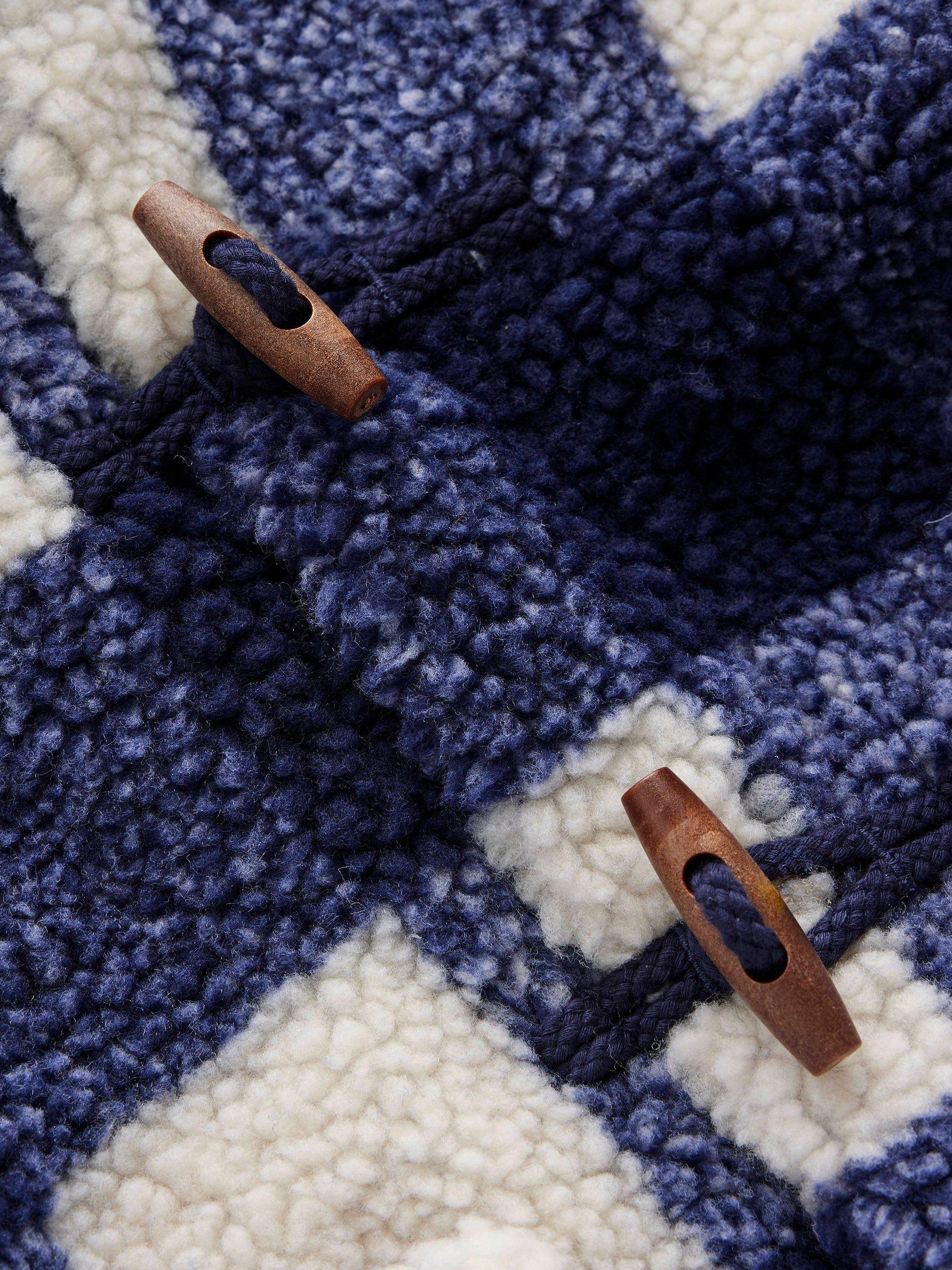 Product image 3 of 6, which shows Mini Boden Kids' Borg Duffle Coat, Navy Gingham, 5-6 years