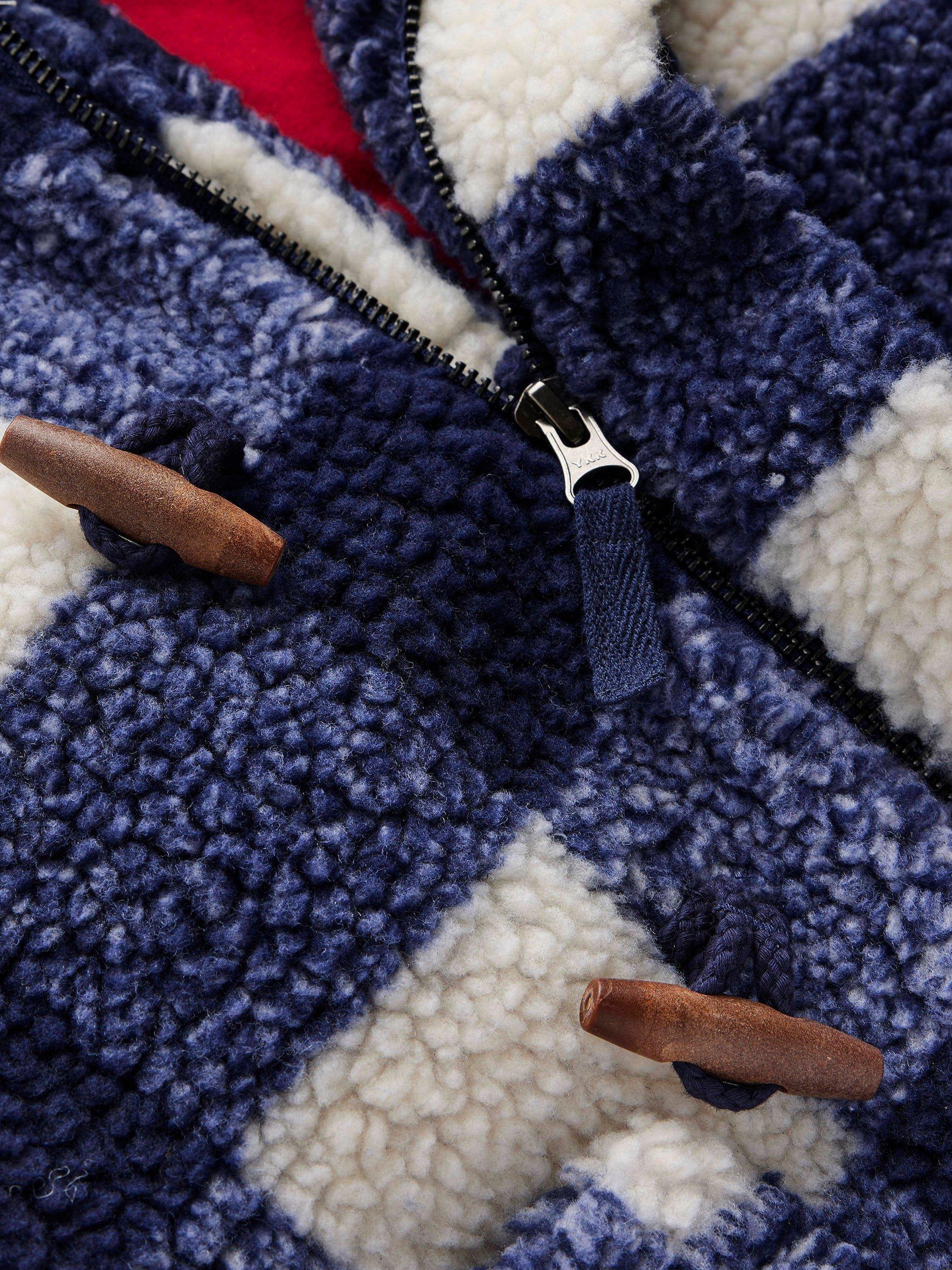 Product image 4 of 6, which shows Mini Boden Kids' Borg Duffle Coat, Navy Gingham, 5-6 years