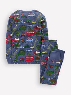 Mini Boden Kids' Cotton Glow-in-the-Dark Snug Pyjama Set, Festive Cars - view 2, Festive Cars