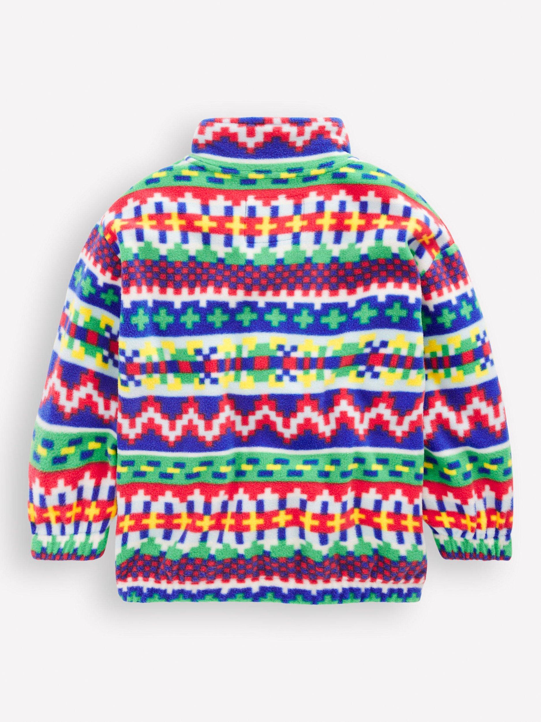 Product image 2 of 3, which shows Mini Boden Kids' Relaxed Zip Neck Fleece, Multi Fair Isle, 10-11 years