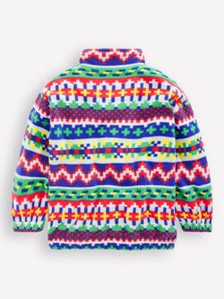 Mini Boden Kids' Relaxed Zip Neck Fleece, Multi Fair Isle - view 2, Multi Fair Isle