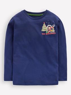 Mini Boden Kids' Cotton Front & Back Print Long Sleeve T-Shirt, Blue North Pole, Blue North Pole