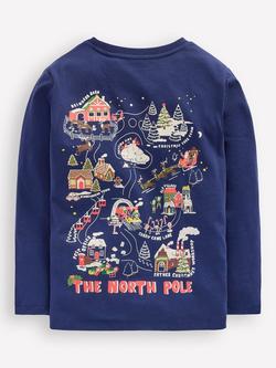 Mini Boden Kids' Cotton Front & Back Print Long Sleeve T-Shirt, Blue North Pole - view 2, Blue North Pole