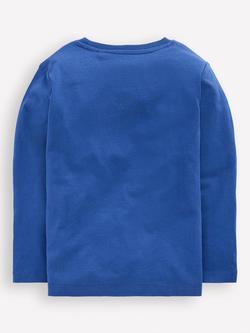 Mini Boden Kids' Cotton Glow-in-the-Dark Superstitch T-Shirt, Blue Christmas Car - view 2, Blue Christmas Car