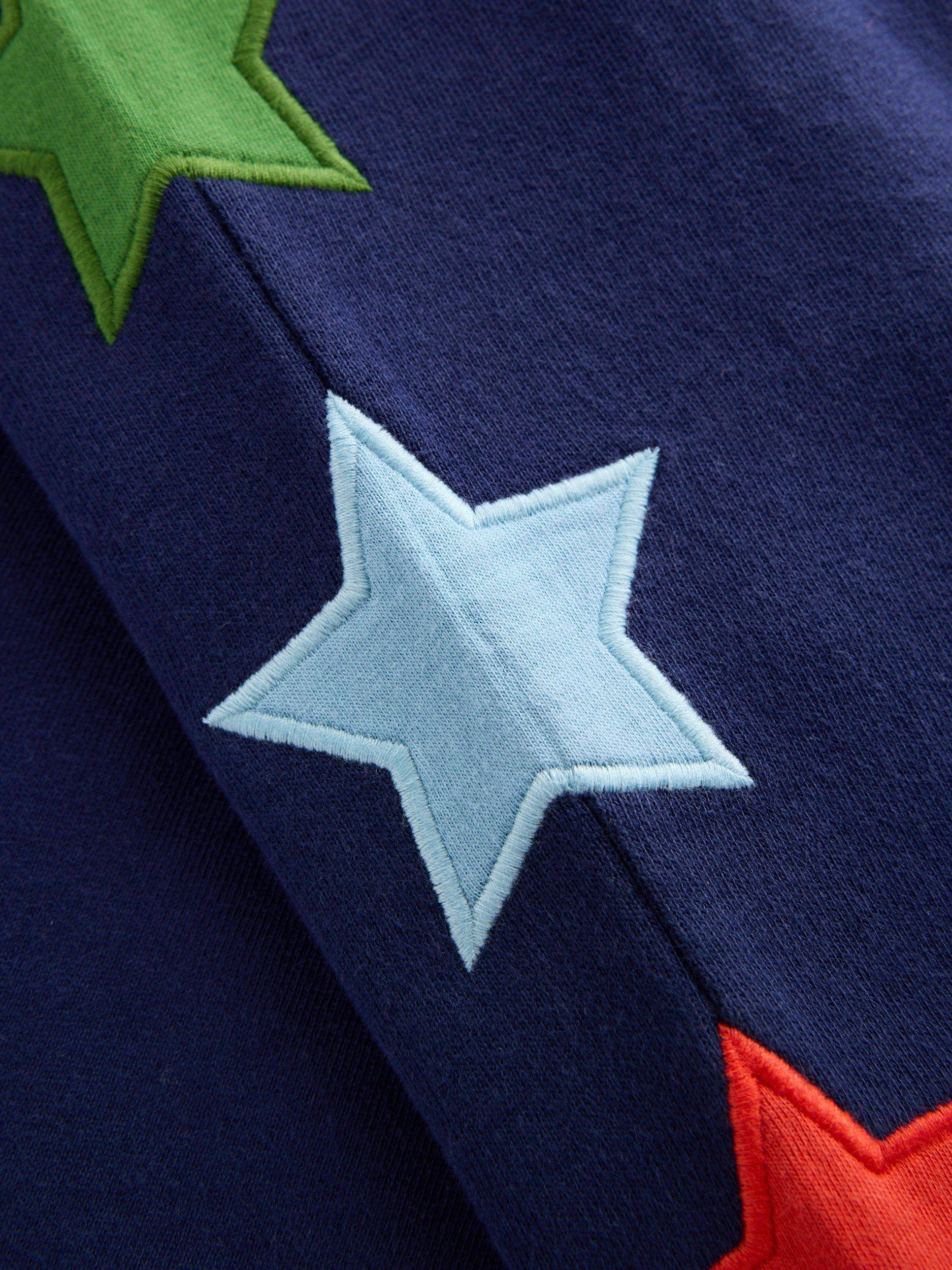 Product image 3 of 3, which shows Mini Boden Kids' Cotton Applique Drawstring Joggers, Star Side, 2-3 years