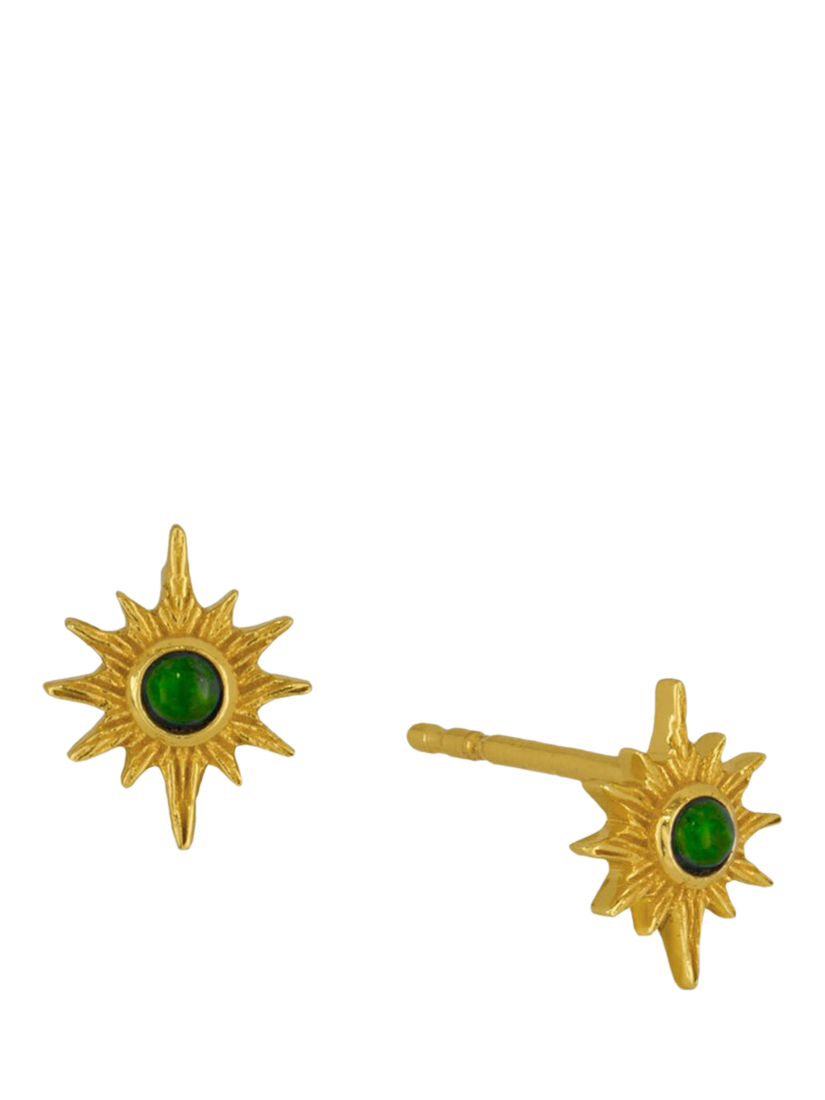 Product image 1 of 4, which shows Ottoman Hands Green Onyx Star Stud Earrings, Gold