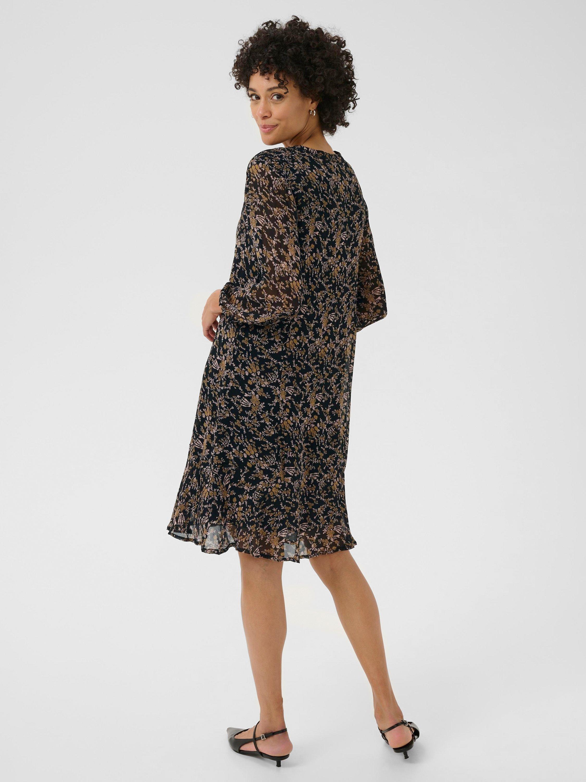 Product image 2 of 6, which shows Part Two Elkas Floral Dress, Black/Multi, 8