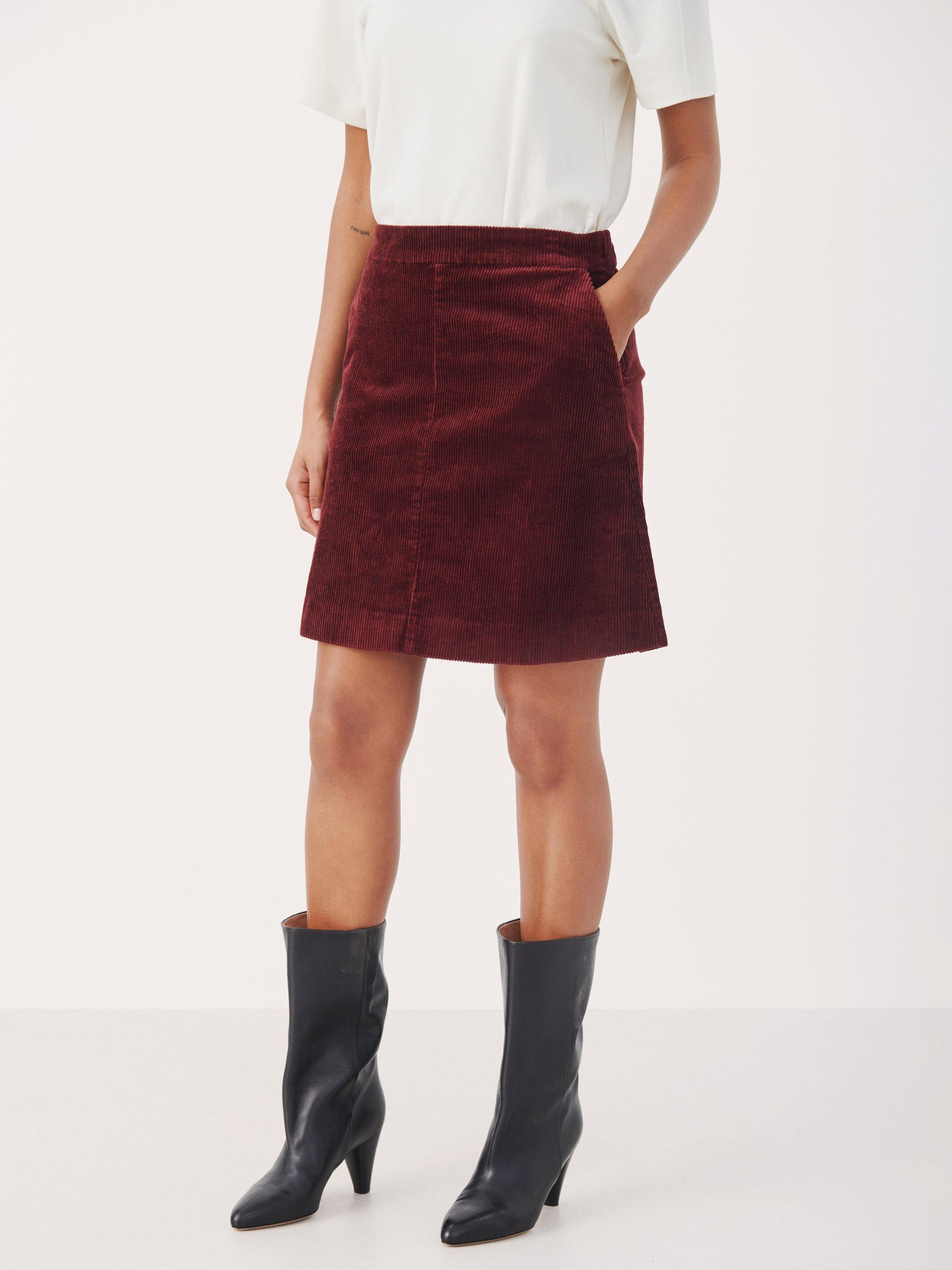 Product image 1 of 6, which shows Part Two Lings Corduroy Skirt, Tawny Port, 8