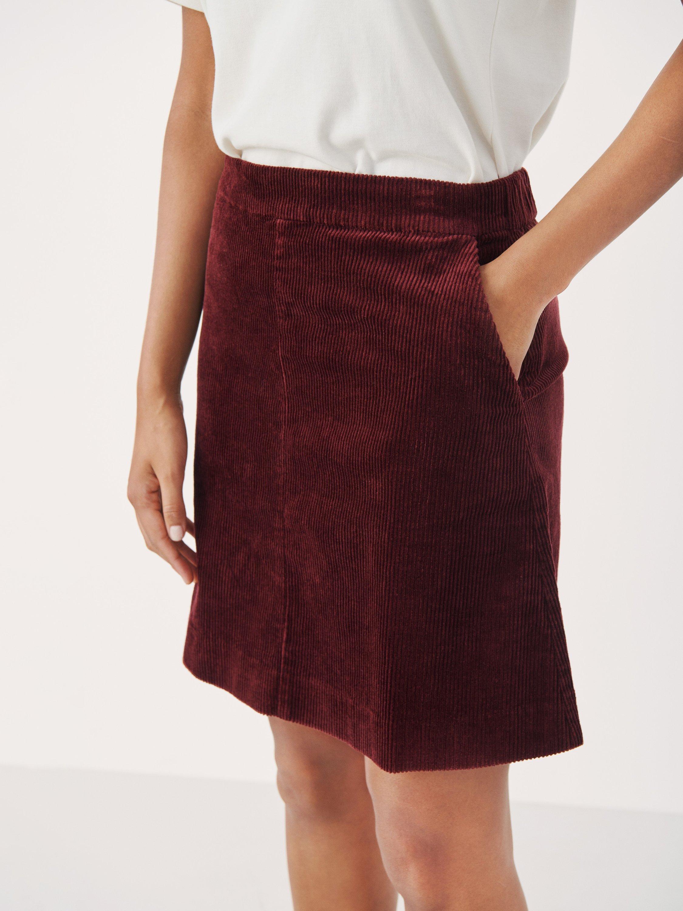 Product image 4 of 6, which shows Part Two Lings Corduroy Skirt, Tawny Port, 8