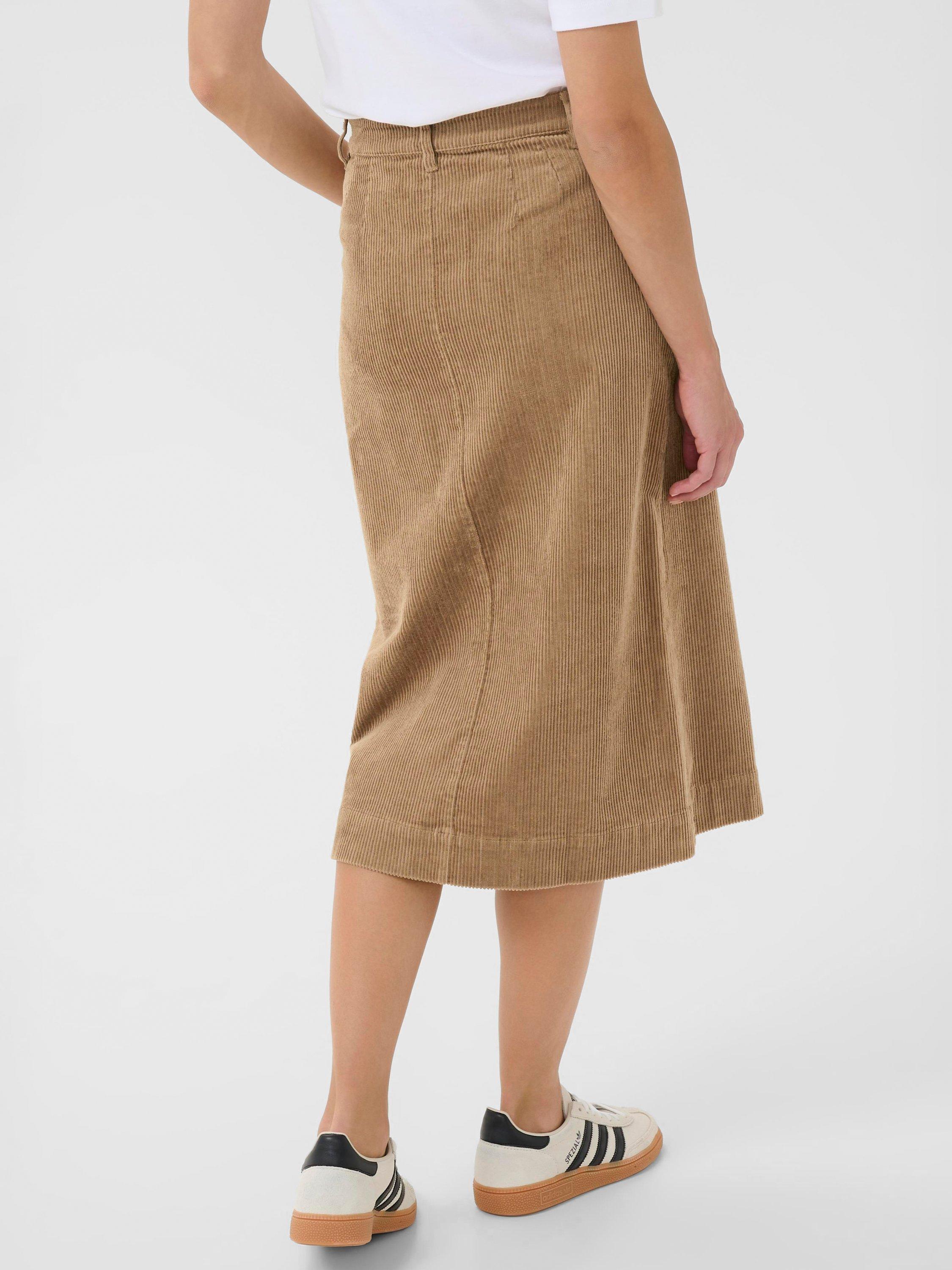Product image 2 of 6, which shows Part Two Shayla Corduroy Midi Skirt, Tiger's Eye, 8