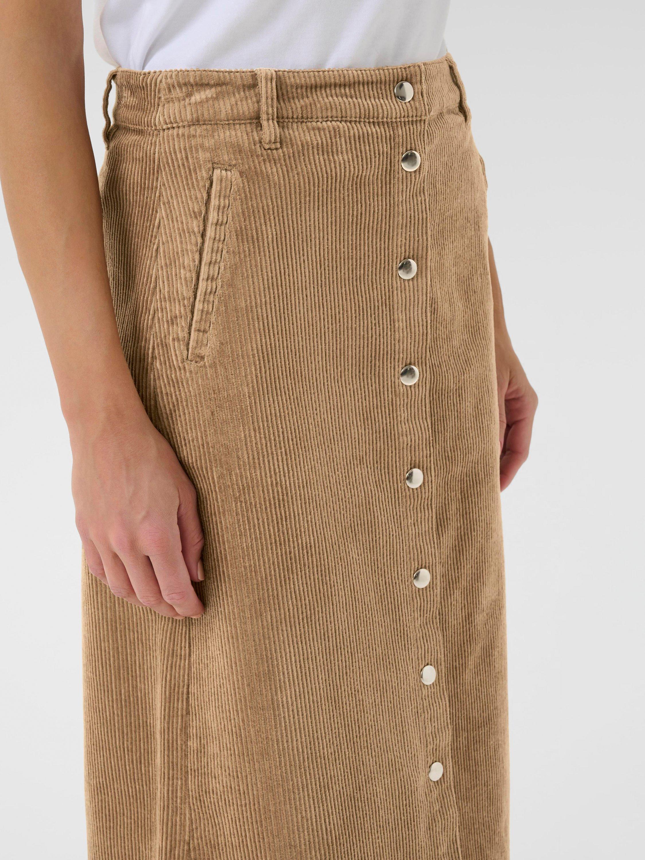 Product image 4 of 6, which shows Part Two Shayla Corduroy Midi Skirt, Tiger's Eye, 8