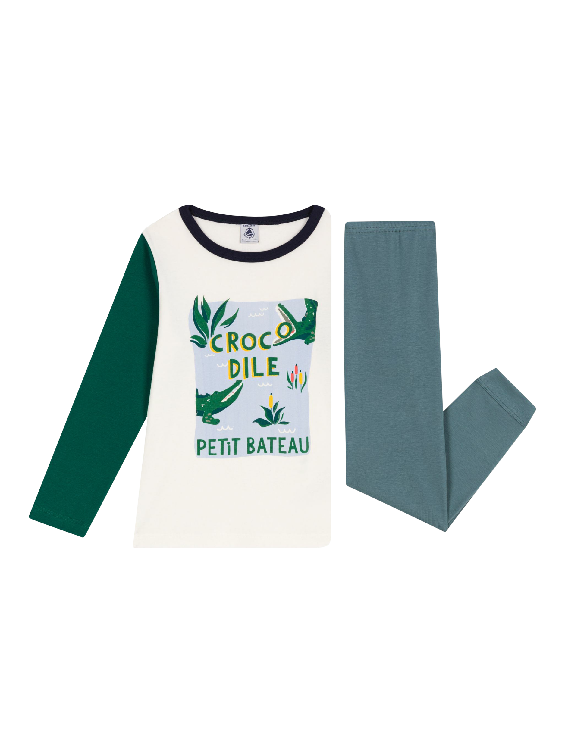 Product image 3 of 4, which shows Petit Bateau Kids' Crocodile Pyjamas, Gobelin/Multi, 2 years