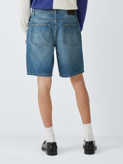 John Lewis Mid Length Denim Shorts, Bleach Wash - view 2, Bleach Wash