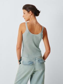 John Lewis x REJINA PYO Metallic Rib Knit Vest, Silver Blue - view 2, Silver Blue