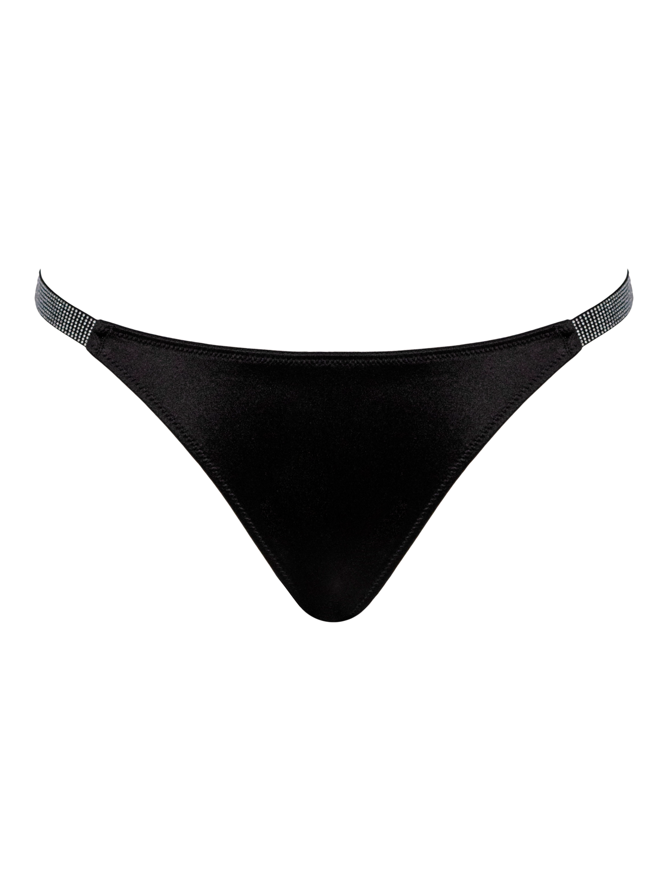 Product image 6 of 6, which shows Curvy Kate Boost Diamante Tanga Knickers, Black, S